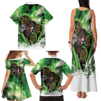 Piwakawaka New Zealand Christmas In July Family Matching Tank Maxi Dress and Hawaiian Shirt NZ Aroha Koru Fern Marble Vibes LT14 Mom's Dress Green - Polynesian Pride