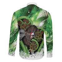 Piwakawaka New Zealand Christmas In July Family Matching Tank Maxi Dress and Hawaiian Shirt NZ Aroha Koru Fern Marble Vibes LT14 Son's Shirt Green - Polynesian Pride