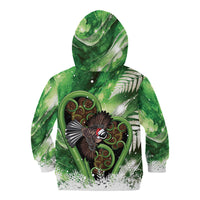 Piwakawaka New Zealand Christmas In July Kid Hoodie NZ Aroha Koru Fern Marble Vibes