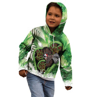 Piwakawaka New Zealand Christmas In July Kid Hoodie NZ Aroha Koru Fern Marble Vibes