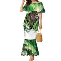 Piwakawaka New Zealand Christmas In July Mermaid Dress NZ Aroha Koru Fern Marble Vibes LT14 Women Green - Polynesian Pride