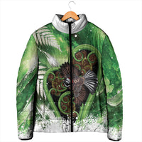 Piwakawaka New Zealand Christmas In July Padded Jacket NZ Aroha Koru Fern Marble Vibes