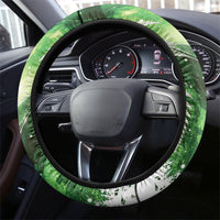Piwakawaka New Zealand Christmas In July Steering Wheel Cover NZ Aroha Koru Fern Marble Vibes