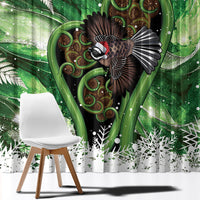 Piwakawaka New Zealand Christmas In July Window Curtain NZ Aroha Koru Fern Marble Vibes