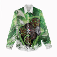 Piwakawaka New Zealand Christmas In July Women Casual Shirt NZ Aroha Koru Fern Marble Vibes