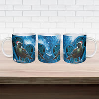 Tui Bird New Zealand Christmas In July Ceramic Mug NZ Aroha Koru Fern Marble Vibes