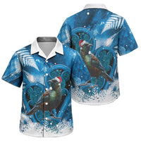 Tui Bird New Zealand Christmas In July Family Matching Puletasi and Hawaiian Shirt NZ Aroha Koru Fern Marble Vibes LT14 Son's Shirt Blue - Polynesian Pride