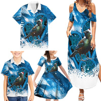Tui Bird New Zealand Christmas In July Family Matching Summer Maxi Dress and Hawaiian Shirt NZ Aroha Koru Fern Marble Vibes LT14 - Polynesian Pride