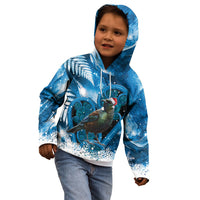 Tui Bird New Zealand Christmas In July Kid Hoodie NZ Aroha Koru Fern Marble Vibes