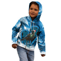 Tui Bird New Zealand Christmas In July Kid Hoodie NZ Aroha Koru Fern Marble Vibes