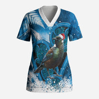 Tui Bird New Zealand Christmas In July Scrub Top NZ Aroha Koru Fern Marble Vibes