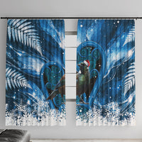 Tui Bird New Zealand Christmas In July Window Curtain NZ Aroha Koru Fern Marble Vibes