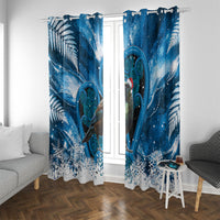 Tui Bird New Zealand Christmas In July Window Curtain NZ Aroha Koru Fern Marble Vibes