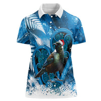 Tui Bird New Zealand Christmas In July Women Polo Shirt NZ Aroha Koru Fern Marble Vibes