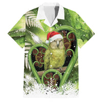 Kakapo New Zealand Christmas In July Family Matching Long Sleeve Bodycon Dress and Hawaiian Shirt NZ Aroha Koru Fern Marble Vibes LT14 Dad's Shirt - Short Sleeve Green - Polynesian Pride