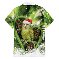 Kakapo New Zealand Christmas In July Family Matching Off The Shoulder Long Sleeve Dress and Hawaiian Shirt NZ Aroha Koru Fern Marble Vibes LT14 Dad's Shirt - Long Sleeve Green - Polynesian Pride