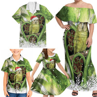 Kakapo New Zealand Christmas In July Family Matching Off Shoulder Maxi Dress and Hawaiian Shirt NZ Aroha Koru Fern Marble Vibes LT14 - Polynesian Pride