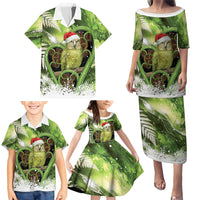 Kakapo New Zealand Christmas In July Family Matching Puletasi and Hawaiian Shirt NZ Aroha Koru Fern Marble Vibes