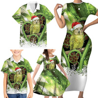Kakapo New Zealand Christmas In July Family Matching Short Sleeve Bodycon Dress and Hawaiian Shirt NZ Aroha Koru Fern Marble Vibes LT14 - Polynesian Pride