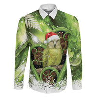 Kakapo New Zealand Christmas In July Family Matching Short Sleeve Bodycon Dress and Hawaiian Shirt NZ Aroha Koru Fern Marble Vibes LT14 Daughter's Dress Green - Polynesian Pride