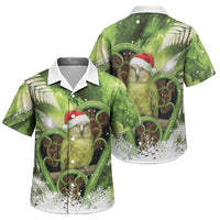 Kakapo New Zealand Christmas In July Family Matching Short Sleeve Bodycon Dress and Hawaiian Shirt NZ Aroha Koru Fern Marble Vibes LT14 Son's Shirt Green - Polynesian Pride