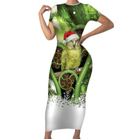 Kakapo New Zealand Christmas In July Family Matching Short Sleeve Bodycon Dress and Hawaiian Shirt NZ Aroha Koru Fern Marble Vibes