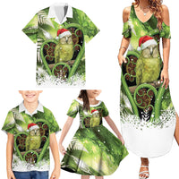 Kakapo New Zealand Christmas In July Family Matching Summer Maxi Dress and Hawaiian Shirt NZ Aroha Koru Fern Marble Vibes LT14 - Polynesian Pride