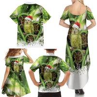 Kakapo New Zealand Christmas In July Family Matching Summer Maxi Dress and Hawaiian Shirt NZ Aroha Koru Fern Marble Vibes LT14 Mom's Dress Green - Polynesian Pride