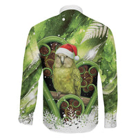 Kakapo New Zealand Christmas In July Family Matching Summer Maxi Dress and Hawaiian Shirt NZ Aroha Koru Fern Marble Vibes LT14 Son's Shirt Green - Polynesian Pride