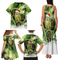 Kakapo New Zealand Christmas In July Family Matching Tank Maxi Dress and Hawaiian Shirt NZ Aroha Koru Fern Marble Vibes LT14 Mom's Dress Green - Polynesian Pride