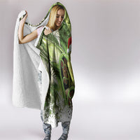 Kakapo New Zealand Christmas In July Hooded Blanket NZ Aroha Koru Fern Marble Vibes