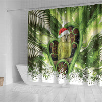 Kakapo New Zealand Christmas In July Shower Curtain NZ Aroha Koru Fern Marble Vibes