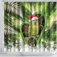Kakapo New Zealand Christmas In July Shower Curtain NZ Aroha Koru Fern Marble Vibes