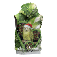Kakapo New Zealand Christmas In July Sleeveless Zip Hoodie NZ Aroha Koru Fern Marble Vibes