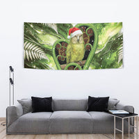 Kakapo New Zealand Christmas In July Tapestry NZ Aroha Koru Fern Marble Vibes