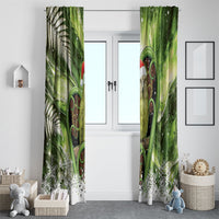 Kakapo New Zealand Christmas In July Window Curtain NZ Aroha Koru Fern Marble Vibes