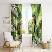 Kakapo New Zealand Christmas In July Window Curtain NZ Aroha Koru Fern Marble Vibes