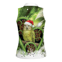 Kakapo New Zealand Christmas In July Women Sleeveless Polo Shirt NZ Aroha Koru Fern Marble Vibes