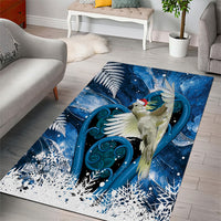 Sulphur-crested Cockatoo New Zealand Christmas In July Area Rug NZ Aroha Koru Fern Marble Vibes
