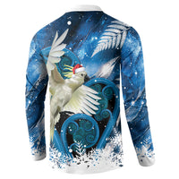 Sulphur-crested Cockatoo New Zealand Christmas In July Button Sweatshirt NZ Aroha Koru Fern Marble Vibes
