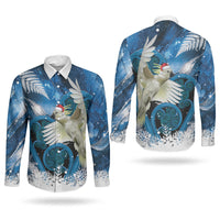 Sulphur-crested Cockatoo New Zealand Christmas In July Couples Matching Puletasi and Long Sleeve Button Shirt NZ Aroha Koru Fern Marble Vibes LT14 - Polynesian Pride