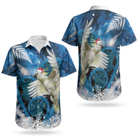Sulphur-crested Cockatoo New Zealand Christmas In July Couples Matching Short Sleeve Bodycon Dress and Hawaiian Shirt NZ Aroha Koru Fern Marble Vibes LT14 - Polynesian Pride