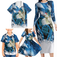 Sulphur-crested Cockatoo New Zealand Christmas In July Family Matching Long Sleeve Bodycon Dress and Hawaiian Shirt NZ Aroha Koru Fern Marble Vibes LT14 - Polynesian Pride