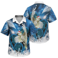 Sulphur-crested Cockatoo New Zealand Christmas In July Family Matching Long Sleeve Bodycon Dress and Hawaiian Shirt NZ Aroha Koru Fern Marble Vibes LT14 Son's Shirt Blue - Polynesian Pride