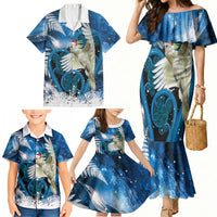 Sulphur-crested Cockatoo New Zealand Christmas In July Family Matching Mermaid Dress and Hawaiian Shirt NZ Aroha Koru Fern Marble Vibes LT14 - Polynesian Pride
