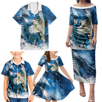 Sulphur-crested Cockatoo New Zealand Christmas In July Family Matching Puletasi and Hawaiian Shirt NZ Aroha Koru Fern Marble Vibes LT14 - Polynesian Pride