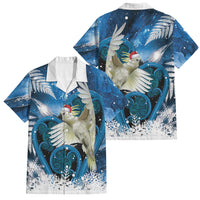 Sulphur-crested Cockatoo New Zealand Christmas In July Family Matching Short Sleeve Bodycon Dress and Hawaiian Shirt NZ Aroha Koru Fern Marble Vibes LT14 Dad's Shirt - Short Sleeve Blue - Polynesian Pride