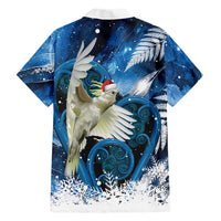 Sulphur-crested Cockatoo New Zealand Christmas In July Family Matching Summer Maxi Dress and Hawaiian Shirt NZ Aroha Koru Fern Marble Vibes LT14 Dad's Shirt - Long Sleeve Blue - Polynesian Pride