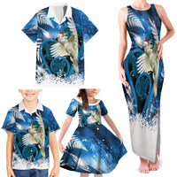 Sulphur-crested Cockatoo New Zealand Christmas In July Family Matching Tank Maxi Dress and Hawaiian Shirt NZ Aroha Koru Fern Marble Vibes LT14 - Polynesian Pride