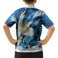 Sulphur-crested Cockatoo New Zealand Christmas In July Kid Hawaiian Shirt NZ Aroha Koru Fern Marble Vibes LT14 - Polynesian Pride